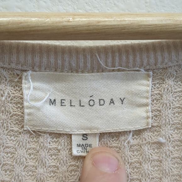 Melloday cream colored rayon blend Henley shirt size Small - Picture 3 of 6